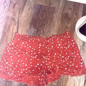 SO red orange XL  shorts with white flowers